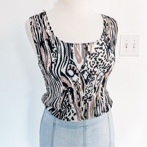 90’s / Y2K Nicola | Animal Print Gauge Sleeveless Top